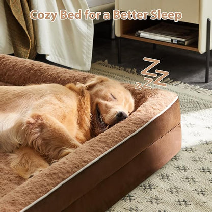 WNPETHOME Orthopedic Washable XXL Dog Bed for Senior Dog Cozy Sleep | Extra Large Waterproof Big Soft Dog Couch Sofa Bed for Dogs Relax with Removable Cover Supportive Pet Bed Brown 48x35 Inch