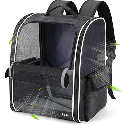 Lekereise Dog Carrier Backpack for Small Medium Dogs Cats up to 18 lbs, Breathable Pet Backpack Carrier with 3 Entrances, Collapsible Cat Backpack Carrier, Travel Hiking Puppy Backpack