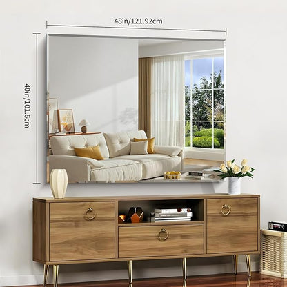 CILIBER Beveled Bathroom Mirror, 40x48 Inch Large Frameless Mirrors