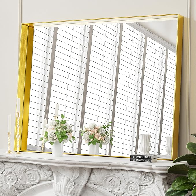 Koonmi 30x40 Inch Metal Framed Bathroom Mirror