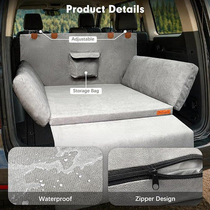 SUV Cargo Liner for Dog, Orthopedic SUV Dog Bed for Truck, Medium | Waterproof-coated 2-inch foam 6-inch side bolsters, bumper flap, storage pocket, non-slip backing for SUVs,25 x 30 in