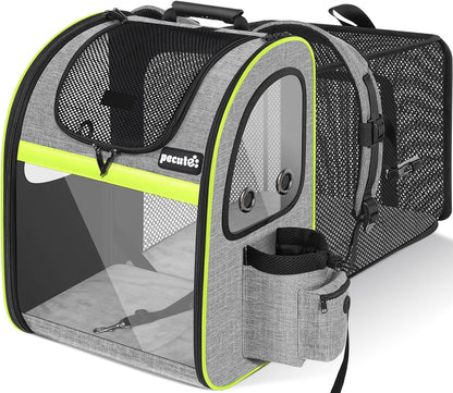 Pecute Pet Carrier Backpack, Cat Backpack Carrier, Expandable with Breathable Mesh for Small Dogs Cats Puppies, Dog Backpack Carrier for Hiking Travel Camping Outdoor, Hold Pets Up to 18 Lbs