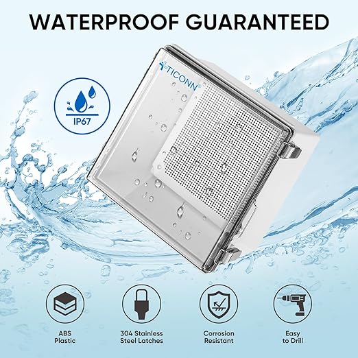 TICONN Waterproof Electrical Junction Box IP67 ABS Plastic Enclosure