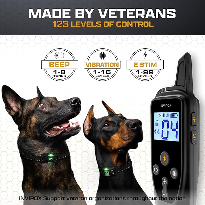 INVIROX Dog Training Collar for Large Dog X2 123 Levels Dog E Collars 1100yd