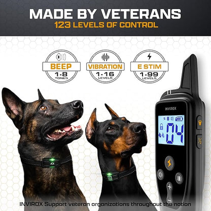 INVIROX Dog Training Collar for Large Dog X2 123 Levels Dog E Collars 1100yd