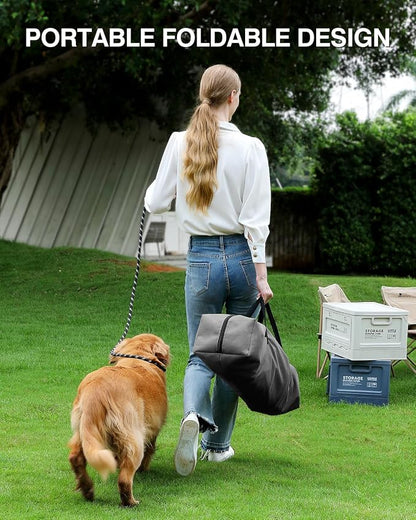 Veraste 42" Soft Collapsible Travel Dog Crate for Large Dogs,Grey | 4-Door Foldable Travel Crate,breathable mesh, foldable with storage bag