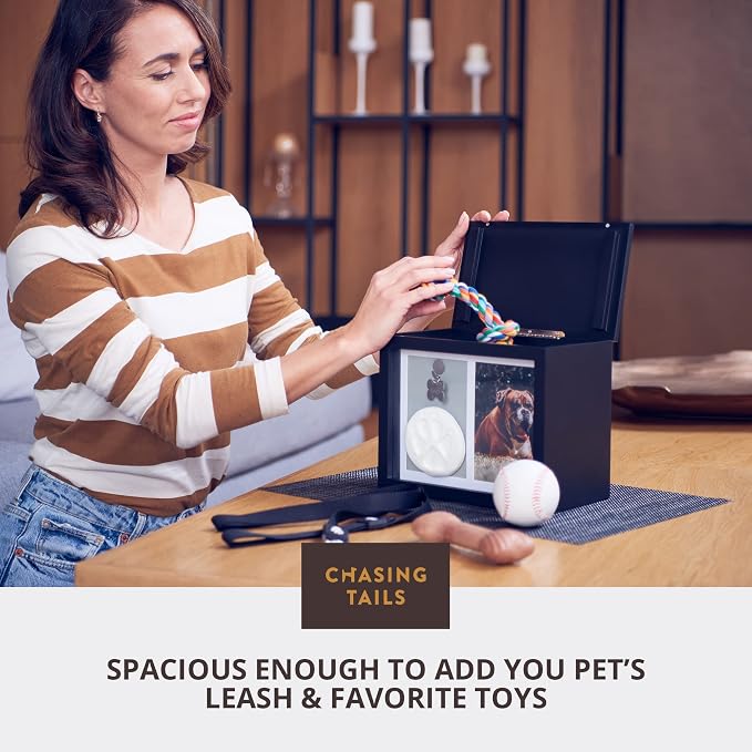 Chasing Tails Pet Urns for Dogs - Dog Urns for Ashes, Suitable for All Pets - Includes Paw Print Kit, Picture Frame and Photo Book for a Lasting Tribute and Keepsake Memory