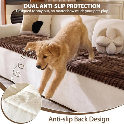 FUANGUI Waterproof Couch Cover Sofa Cover for Dogs and Pets Sofa Protector | Non-Slip Washable Fuzzy Soft Cat Bed Sofa Slipcover for 2-3 Cushion Couch Sofa Pet Friendly, Camel, 27.6" x 59.1", 1 pcs