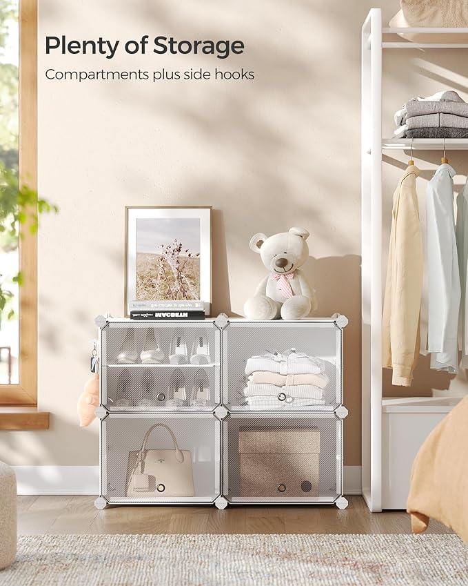 SONGMICS Shoe Rack Organizer, 4-Tier Shoe Storage Cabinet
