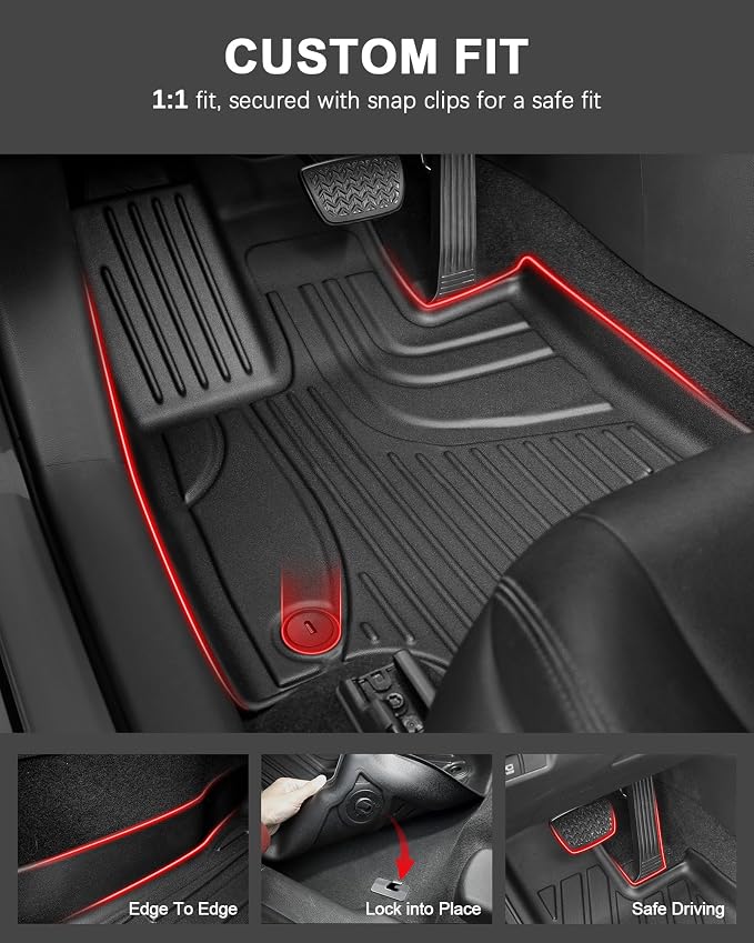Floor Mats Compatible with 2026 Hyundai Palisade 7/8 Seats Gasoline (Not Hybrid)- Custom Fit TPE Anti-Slip Floor Lienrs - All Weather Floor Mats for Palisade 2026 Accessories Black