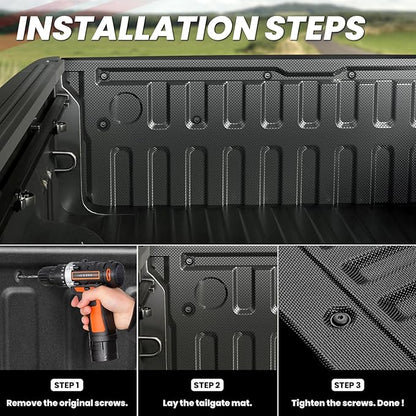 LASFIT Tailgate Mat 2025 2026 for Dodge Ram 1500 Power Tailgate (NOT for Standard Tailgate or Power Tailgate-Release), All Weather TPE Tailgate Protector Liner Replacement Accessories