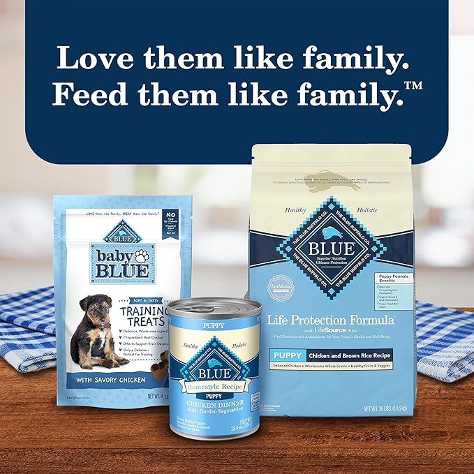 Blue Buffalo Homestyle Recipe Puppy Wet Dog Food, Made with Natural Ingredients, Chicken Dinner with Garden Vegetables & Brown Rice, 12.5-oz Cans (12 Count)