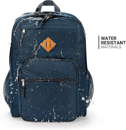 ZORFIN 26L Backpack for College, and Travel: Water Resistant Bookbag - Steel blue