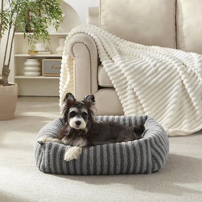 MIXJOY Dog Beds for Small Dogs Cats, Soft Cat Bed for Indoor Cats, Rectangle Pet Bed for Puppy Kitty, Washable Dog Bed with Removable Cover, Anti Slip Bottom, 20"x19"x6", Grey