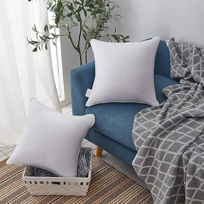 Oubonun 26 x 26 Pillow Inserts - Set of 2 - 100% Cotton Cover - 26 Inch Square - Decorative Pillow Inserts - White