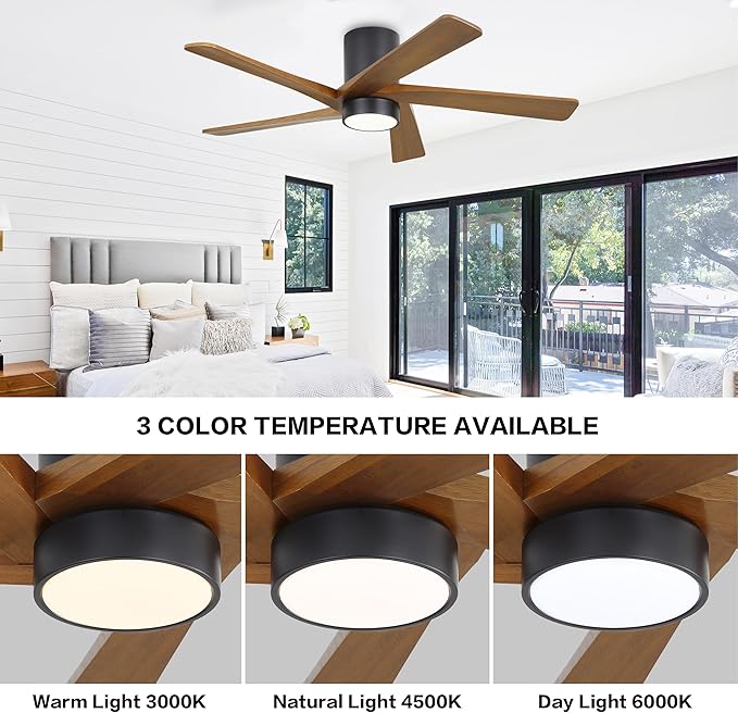 WINGBO 54 Inch Flush Mount DC Ceiling Fan