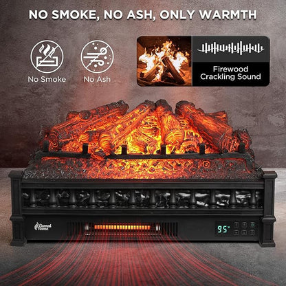 TURBRO Eternal Flame 26 in. WiFi Infrared Quartz Electric Fireplace Log Heater