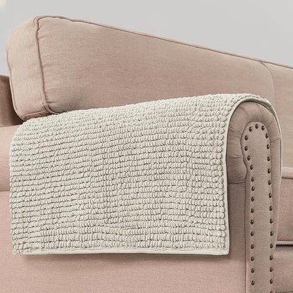 H.VERSAILTEX Plush Chenille Couch Armrest Cover 2 Packs Thick and Soft Sofa Covers Furniture Protector Cover for Pets (27.5" x 27.5", Oatmeal)