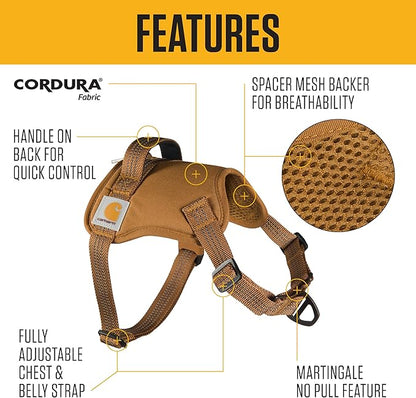 Carhartt Nylon Duck No Pull Dog Harness Faded Fatigue XL | Fully Adjustable Dog Harness with Quick Control Handle and Reflective Accents