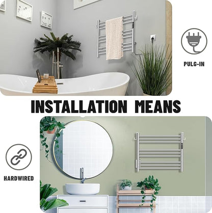 K&KALONZO Towel Warmer for Bathroom, Wall-Mounted 9-Bar Heated Towel Rack