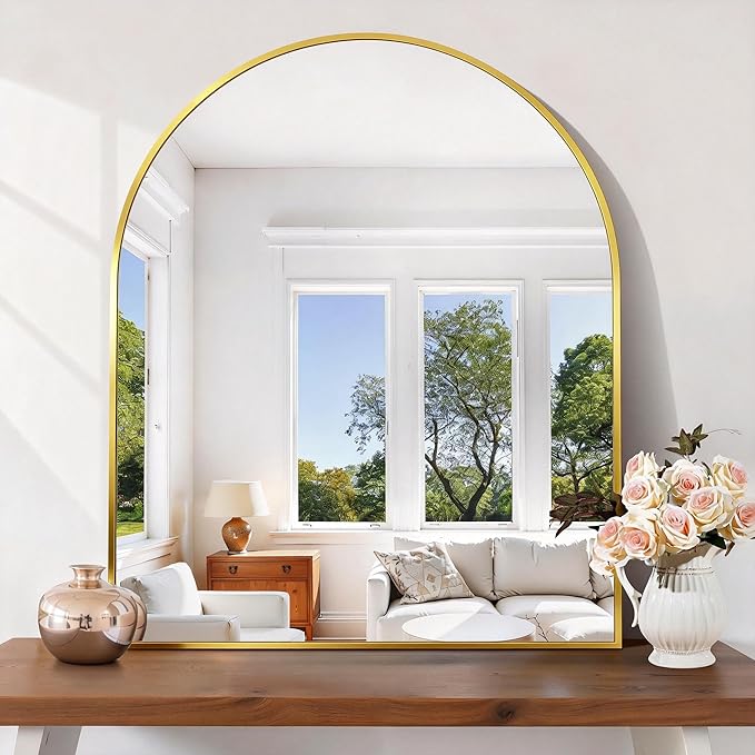 CIRCUMI Arched Wall Mirror, Metal Frame, Large Size