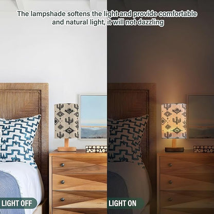 Western Cowboy Cactus LED Table Lamp for Bedroom Bedside Lamp with USB Charging Ports Decor Nightstand for Living Room Reading Dorm Desk Home Office