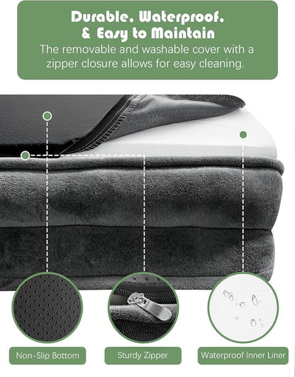 Spotted Play Orthopedic Dog Bed with Sides - Sofa Beds for Small Dogs, Supportive Foam Pet Couch Bed with Washable Removable Cover, Waterproof Lining and Non-Slip Bottom, Dark Grey - S