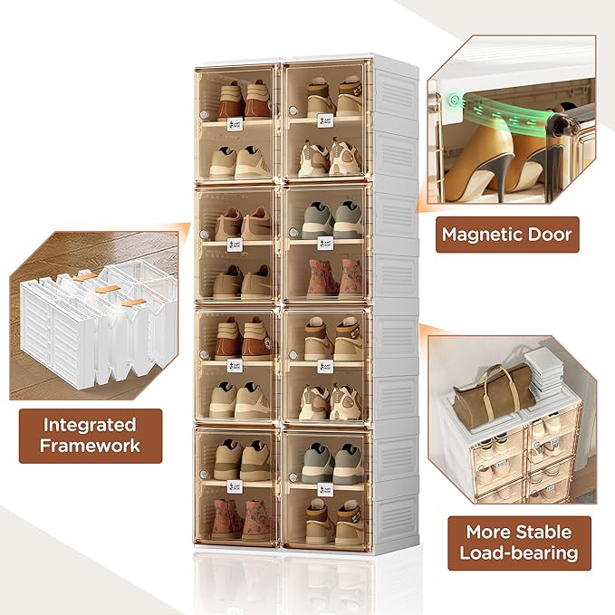 ANTBOX Shoe Organizer Storage Box, Portable Folding Shoe Rack