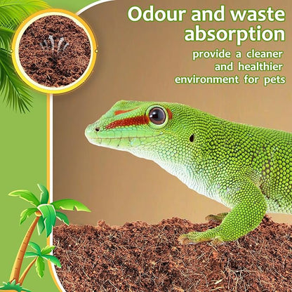 Riare 1 Pack Natural Coconut Fiber Substrate for Reptile- Premium Compressed Coconut Husk Terrarium Bedding for Reptile, Tortoise, Frogs, Snakes Hermit Crabs, Burrowing Animals