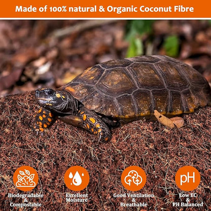 Riare 2 Pack Natural Coconut Fiber Substrate for Reptile- Premium Compressed Coconut Husk Terrarium Bedding for Reptile, Tortoise, Frogs, Snakes Hermit Crabs, Burrowing Animals