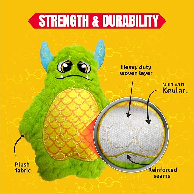 Bite Force Dog Toy - Large Durable & Strong Plush Green Monster Dog Toy, Kevlar-Reinforced for Aggressive Chewers