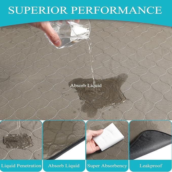 Bunlitent Washable Pee Pads for Dogs 72" x 72", 2 Pack, Leakproof, Brown | Reusable Puppy Pads, Dog Training Pads with Quick Dry, Large Anti-Slip Whelping Pad for Pet, Playpen, Incontinence, Training