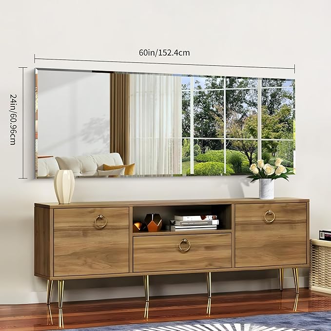 CILIBER Beveled Mirror, 24x60 Large Frameless Beveled Bathroom Mirrors