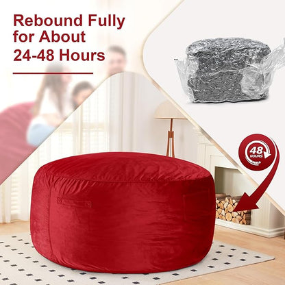 HABUTWAY Bean Bag Chair: Giant 6' Memory Foam Furniture Bean Bag Chair with Microfiber Cover - 6Ft,Red