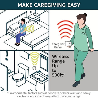 Call Button for Elderly and Caregiver Pager Portable SOS Alert System Alarm for