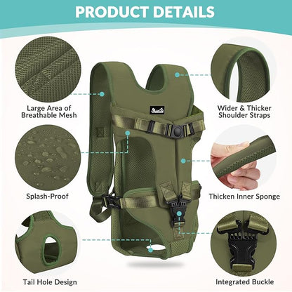 Lukovee Dog Backpack Carrier, Adjustable Front Carrier for Small Breeds | Legs Out Easy-fit, Hands Free, Lightweight, Dog Chest Pack for Hiking Travel Cycling Outdoor (GR,Small)