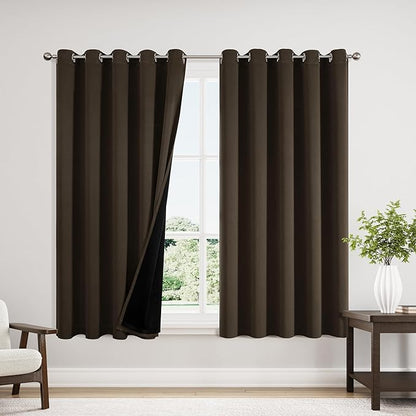 ChrisDowa 100% Blackout Curtains 63 inch Long