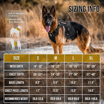 OneTigris No-Pull Easy Control Dog Harness Reflective Vest for Large Dogs | Military-grade 1000D Nylon Tactical Vest, Adjustable Dog Harness with Hook & Loop Panels for Walking, Hiking, Training