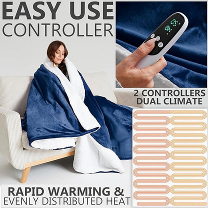 Heated Blanket Electric Luxurious Fleece King Blanket, 9 Heat Settings & 12H