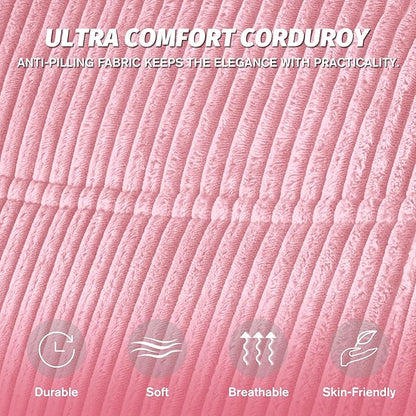 Bean Bag Chair,Giant Beanbag Chairs for Adults,Comfy Large Fireside Chair Lazy Sofa,Corduroy Bean Bag Lounger with Memory Foam Filled,Floor Sofa Couch for Home,Dorm,Living Room (Pink)