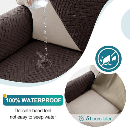 Turquoize Waterproof Couch Cover for Dogs Fuzzy Pet Couch Covers for Sofa Thick Dog Bed Cover Non-Slip Sofa Covers for 3 Cushion Couch Protector Slipcover Pet Friendly (Brown, 36" x 72")