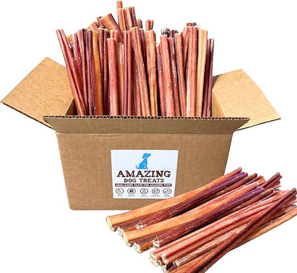 Amazing Dog Treats - Bully Sticks for Small Dogs (12 Inch Small- 100 Count) - Premium Thin Junior Bully Sticks for Dogs