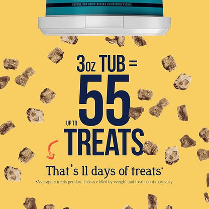 Stewart Chicken Liver Dog Treats, 3 oz, ~55 Pieces, Freeze Dried Raw, Single Ingredient, 60% Protein Training Treats or Meal Topper in a Resealable Tub, Grain Free, Gluten Free