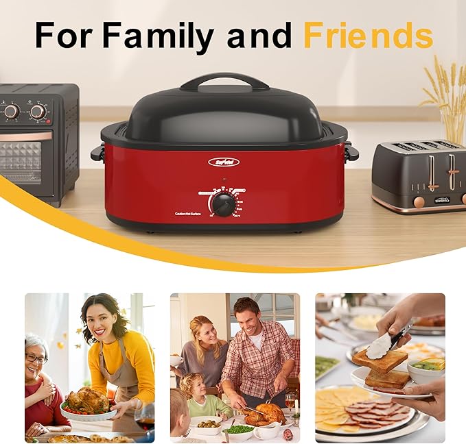 Sunvivi Roaster Oven with Self-Basting Lid, 20 Quart Electric Roaster with