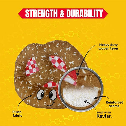Bite Force Dog Toy - Pawsome Pretzel Squeaky Treat Dog Toy Kevlar-Reinforced for Aggressive Chewers- Brown.