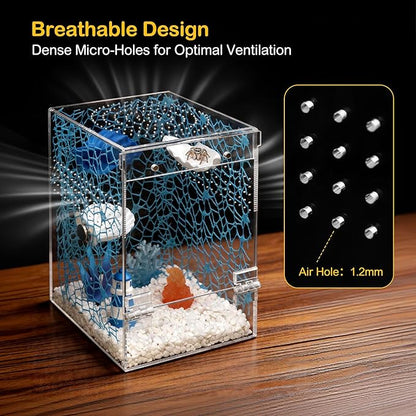 Large Jumping Spider Enclosure Kit,Escape Proof Reptile Tank,Praying Mantis Terrariums,Transparent Acrylic Bug Habitat,Arboreal Tarantula Cribs Cage,Insect Starter Container,Critter Keeper Sea