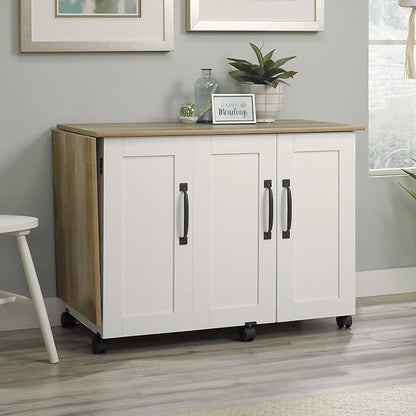 Sauder Miscellaneous Storage Sewing Cart, Drop-Leaf Craft Table, Sewing Table