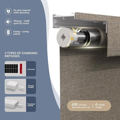 Boolegon Motorized Blinds with Remote, Light Filtering Smart Electric Window