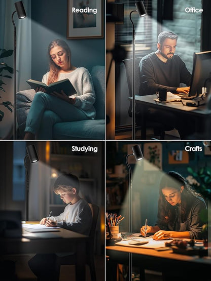 Dual-Side Floor Lamp for Living Room, 17W Tall Standing LED Lamp with Remote, 5 Color Temps & RGB Ambient Modes, Dimmable Reading Lamp with Gooseneck, Modern Black Corner Lamp for Bedroom Home Office