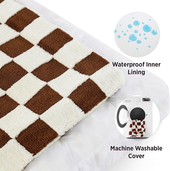 LE SURE Cute Aesthetic XL Dog Bed, Jacquard Thick Pet Pillow，44x32 | Shredded Chopped Foam,Modern Plush Crate Cushion Gift for Extra Large Dog, Waterproof Washable Cover, Anti Slip Bottom, Brown